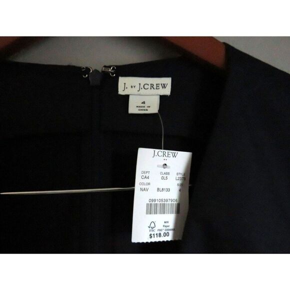 J Crew Blue Dress Women's Size 4 Navy Cotton Bow Dress - Picture 8 of 12